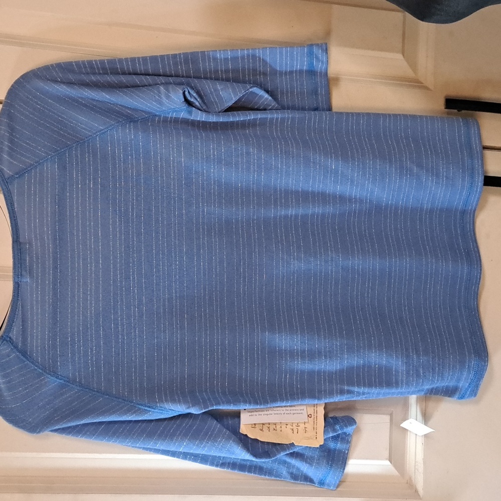 ONE WORLD Blue Embroidered Long Sleeve Top - Picture 2 of 4